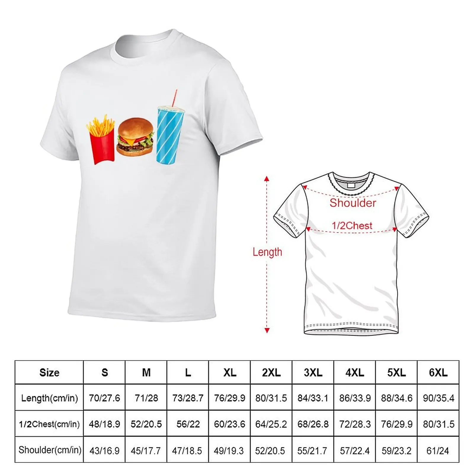 Combo Meal Pattern 2 - White T-Shirt street wear oversizeds vintage t shirt men