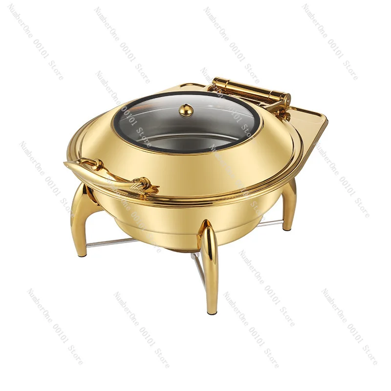 Exclusive for Cross-Border Plated Hotel Restaurant Buffy Gold Stainless Steel Buffet Stove