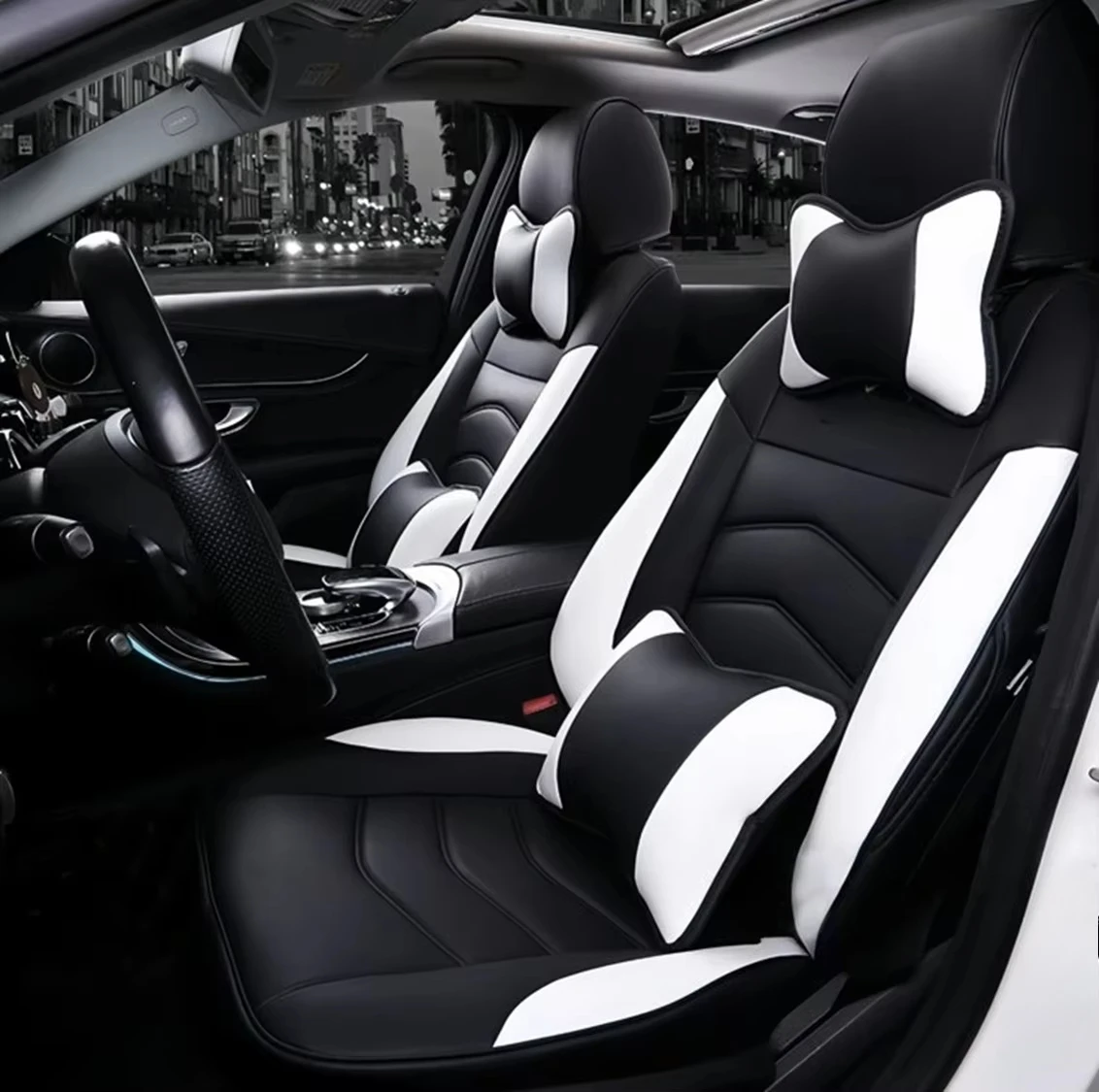 

Luxury Sport Leather Car Seat Covers Full Set Interior Accessories Decoration Cushion Premium Car Seat Cover