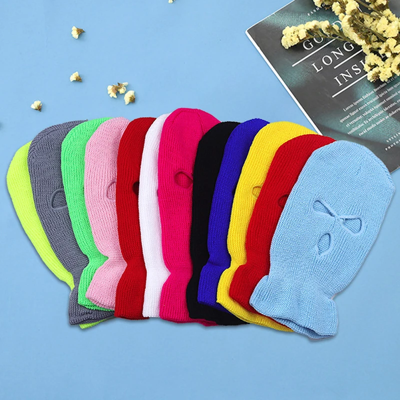 New Fashion 3-Hole Knitted Full Face Cover Ski Mask, Winter Balaclava Warm Knit Full Face Mask for Outdoor Sports