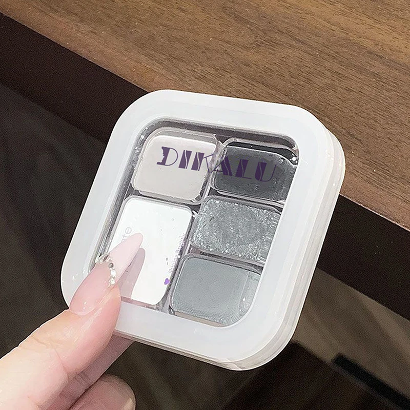 5-Color Punk Smokey Eye Makeup عينيه لوحة فضي أبيض أسمنتي رمادي داكن أسود غير لامع ولامع مكياج حفلات دائم