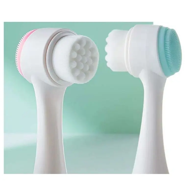 منظف الوجه على الوجهين A94E-3D، فرشاة تدليك يدوية للوجه، منظف للوجه بشعيرات ناعمة على الوجهين #3