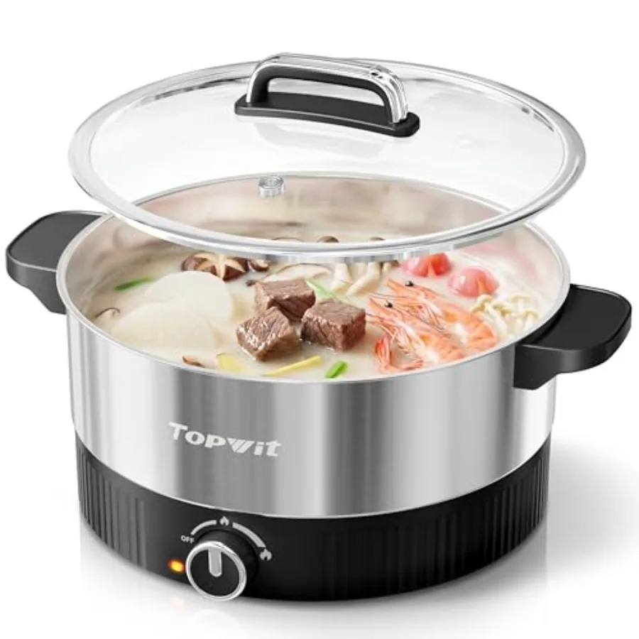 

4.5L Hot Pot Electric Stainless Steel Electric Pot with Dual Power Setting 1200W Fast Heating Electric Hot Pot for Cooking Hotp