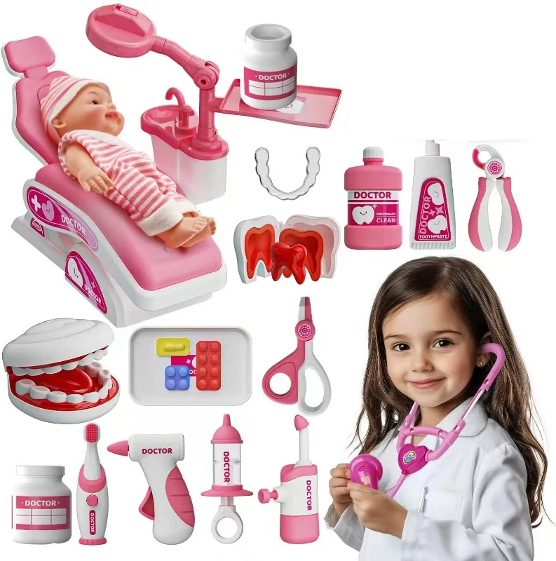 Kids Doctor Set Dentist Nurse Pretend Play Toys Simulated Stethoscope Medical Tool Kit Medical Role Play Accessories Fun Gifts ﻿