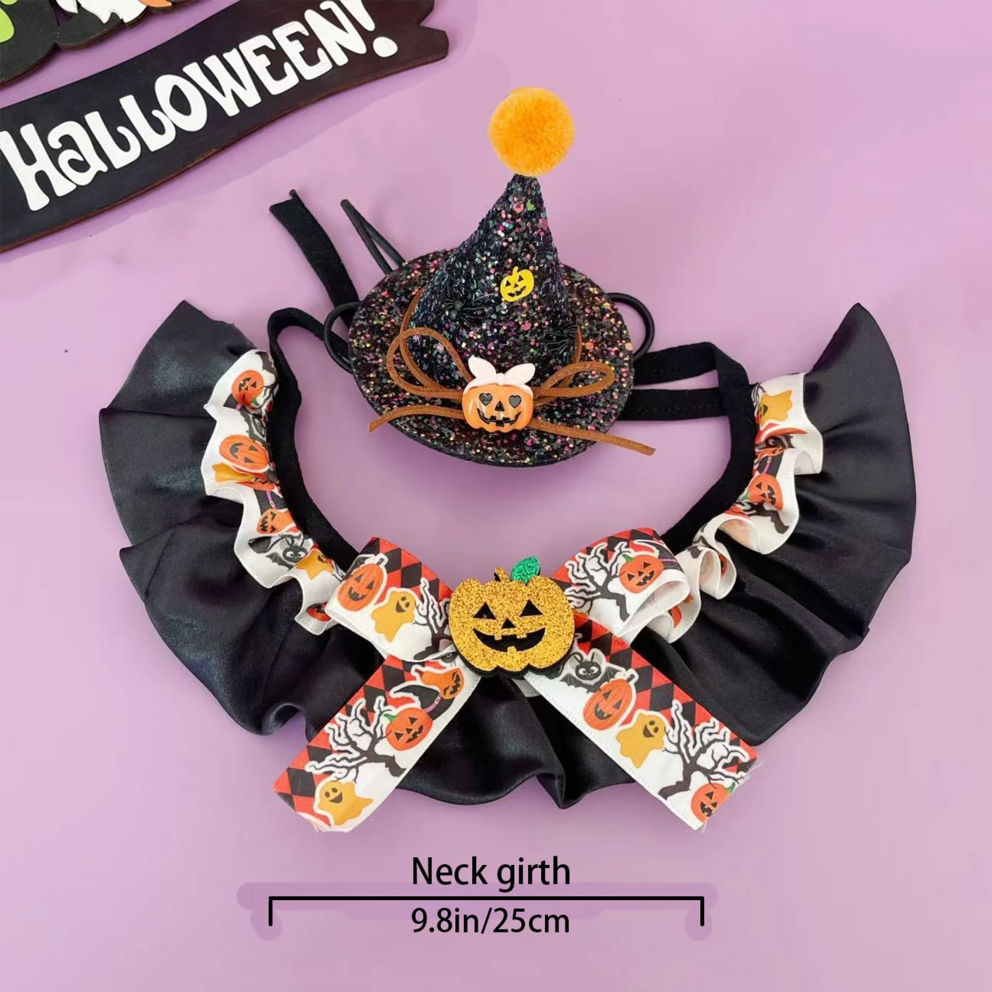 Porch Goose Halloween Accessories Ghost Bat Pumpkin Hat Collar 2 Pcs Set