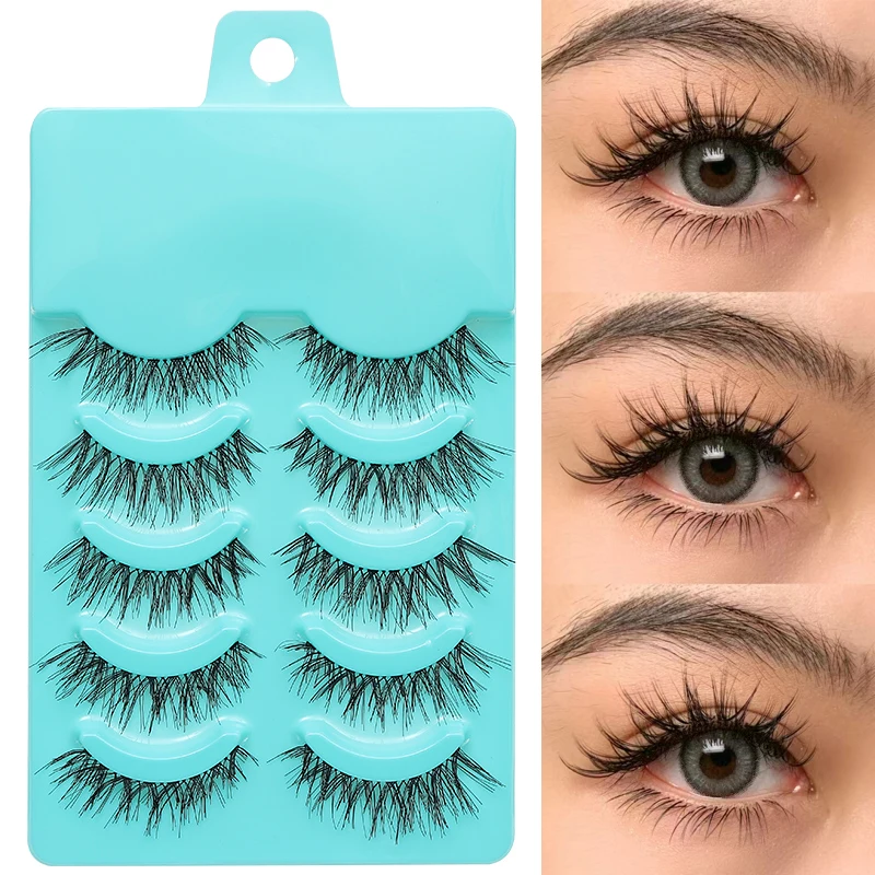 5 Pairs Individual Lashes Wispy Women Makeup Eyelash Extension Natural False Eyelashes Japanese False Eyelashes Cosplay Cilia