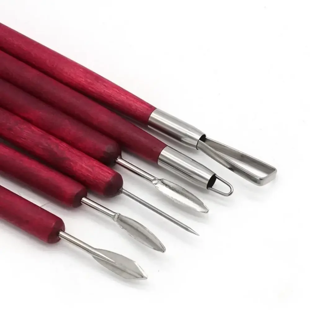 6pcs/set Pottery Tools Red Wood Double-Ended Wire Knife For Clay Repair, Clay Sculpture Carving Tool Set Pottery Tools