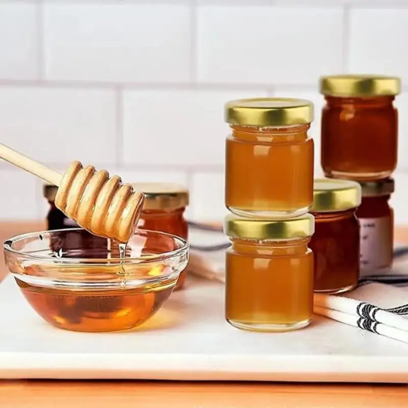 45ML 3/5pcs Mini Hexagonal Glass Jars With Gold Screw Lids Leak-proof Reusable Multi-purpose For Honey Jam Spice Storage