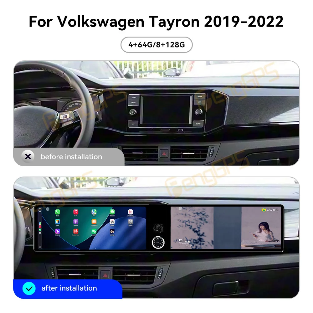 

Двухэкранный автомобильный радиоприемник 12.3 дюйма с Android 13 и CarPlay для Volkswagen TACQUA 2020-2023, сенсорный экран, мультимедийный GPS-плеер, навигация, DSP