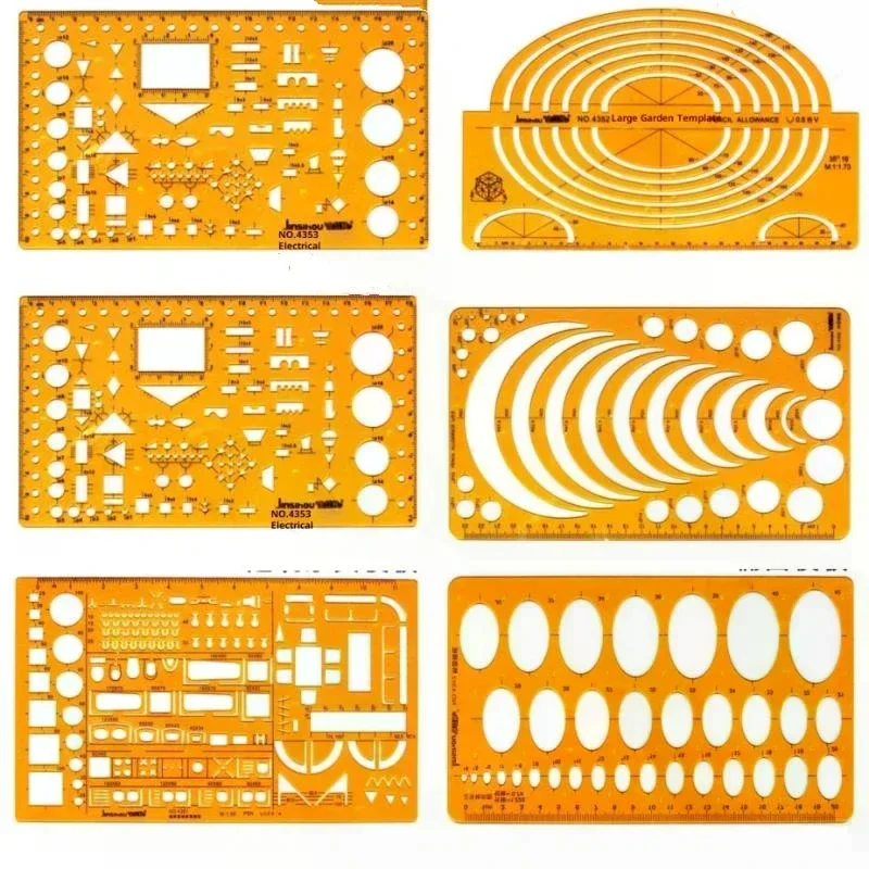 

Измерительная линейка-трафарет: круглая и овальная, прочная, из полимерной смолы, для черчения, дизайна, мебели, архитектурных работ, чертежная линейка-трафарет