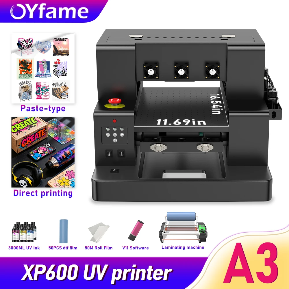 

OYfame A3 UV Flatbed Printer A3 XP600 UV DTF impresora Directly To Film Sticker UV DTF Printing Machine For Phone Case Bottle