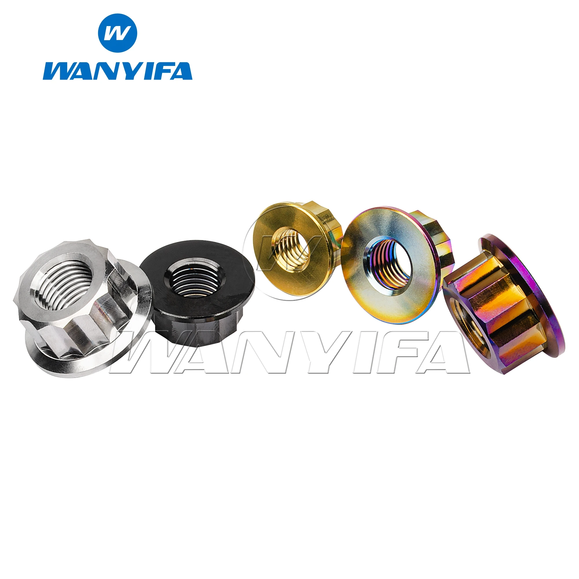 Wanyifa Titanium Nut M5/M6/M8/M10/M12 Bi Hex Flange 12 Point Nuts for Bicycle Motorcycle Retrofit