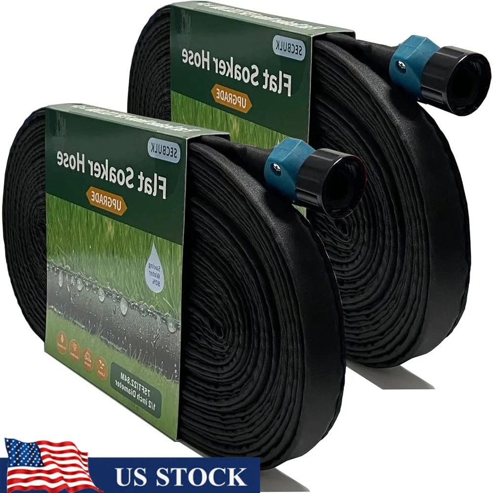 

2025 Flat Soaker Hose 150ft Linkable Drip Irrigation System Efficient Watering Garden Beds Dual-layer Water Saving 80%