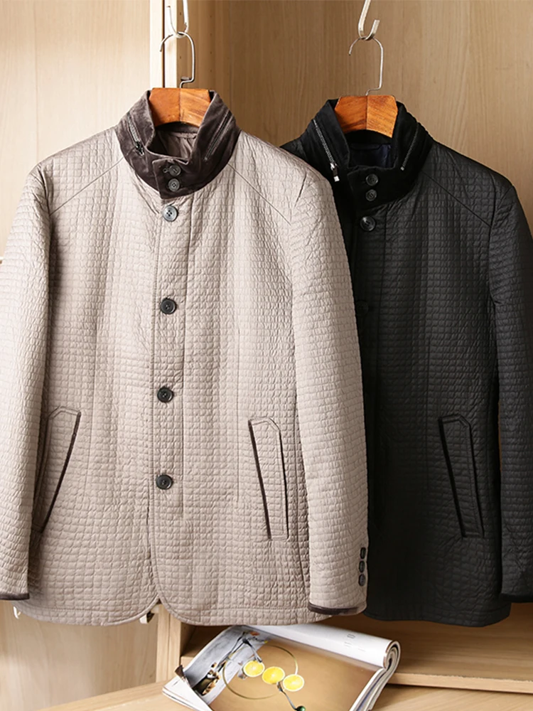 

Мужская повседневная утепленная куртка на осень-зиму, универсальная верхняя одежда из полиэстера с длинными рукавами и воротником-стойкой