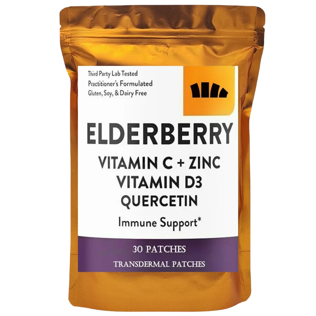 30 Patches Elderberry Transdermal Patches With Zinc, Vitamin C, E, & D3 Immune Booster