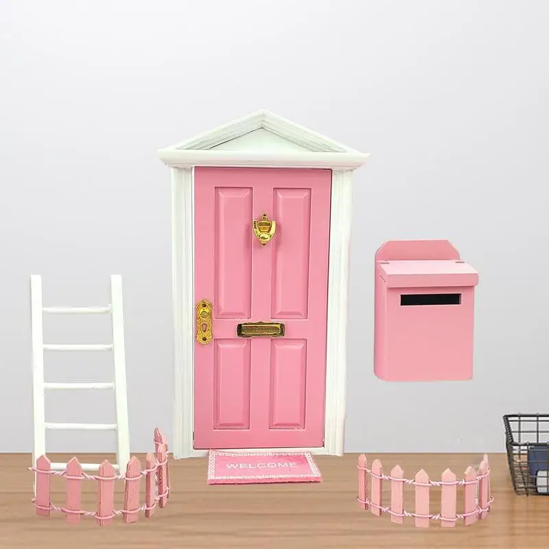 Miniature Fairy Door Set Mini Fairy Door Kit Elf Door For Wall Miniature Decorations For Kids Room Including Ladder Fence