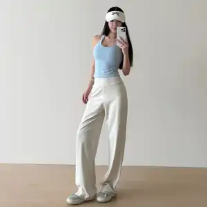 

Women's High Waist Wide Leg Pants Satin Smooth Loose Casual Trousers Elegant Office Daily Comfortable Long Pants