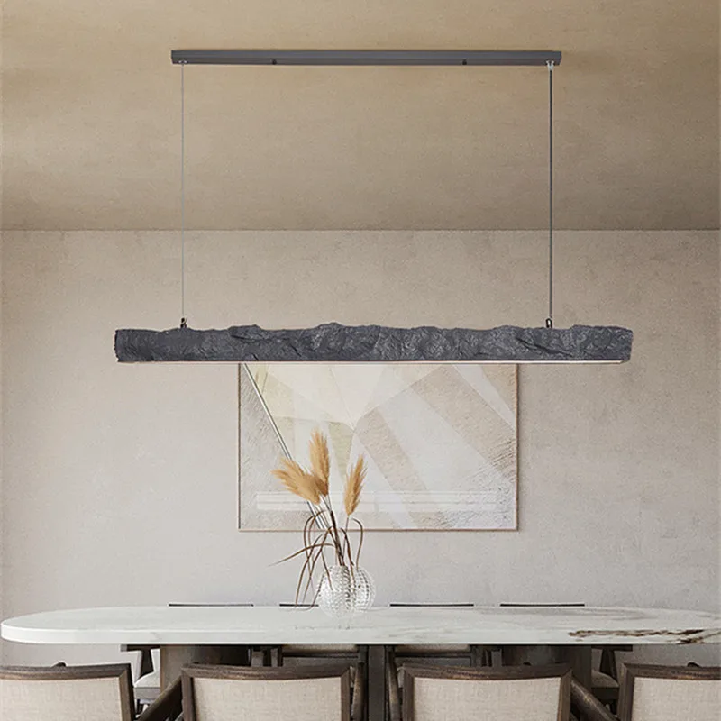 

Nordic Minimalist Wabi-Sabi Wind LED Strip Restaurant Pendant Lights Home Decor Dining Room Bar Chandelier Hanging Lamp Fixtures