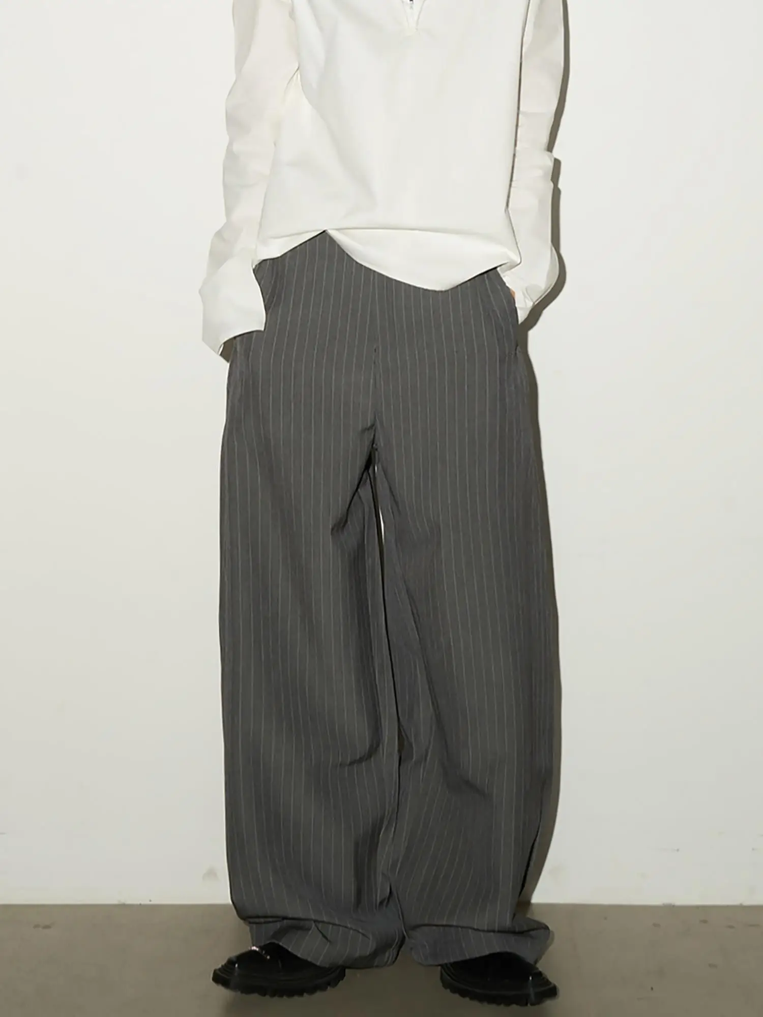 

Мужские брюки American Sle Casual в полоску, свободного прямого кроя, с высокой талией, широкие штанины, весна-лето, модный тренд