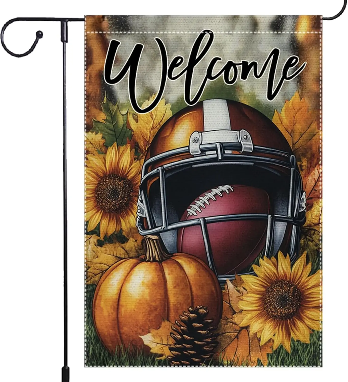 Welcome Fall Garden Flag for Outside Autumn Football Garden Flags 12x18 Inch Double Sided Burlap Small Seasonal Pumpkin Lawn WZZ