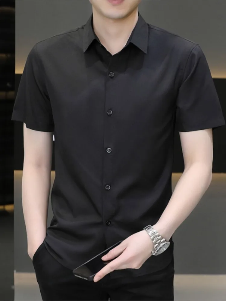 New Arrivals Cooton men\'s short-sleeved Shirt Summer Cotton Casual Solid Color Men Large Size Cool Brand Top New Arrival