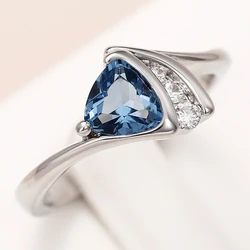 Huitan Modern Design Blue Cubic Zirconia Rings for Women 2022 New Trend Engagement Wedding Bands Accessories Fashion Jewelry