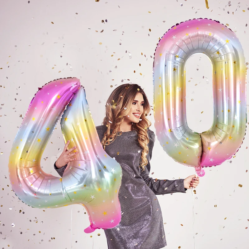 1 قطعة 40 بوصة قوس قزح اللون عدد احباط بالون 0-9 أرقام التدرج بالون رقمي الاطفال حفلة عيد ميلاد زينة بالونات الهيليوم