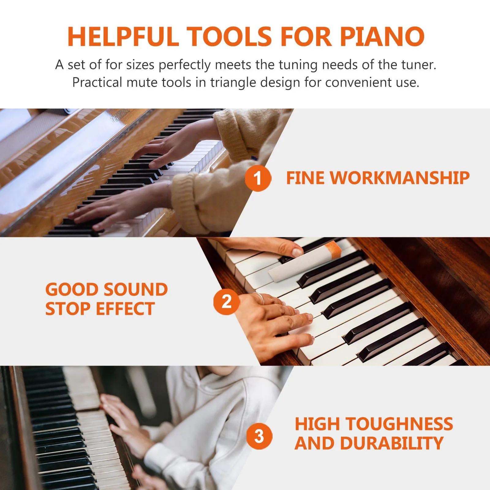 

4Pcs Wool Felt Mute Blocks Piano Tuning Repairing Tools for Treble Section Orange Mute Blocks Piano Turing Tools