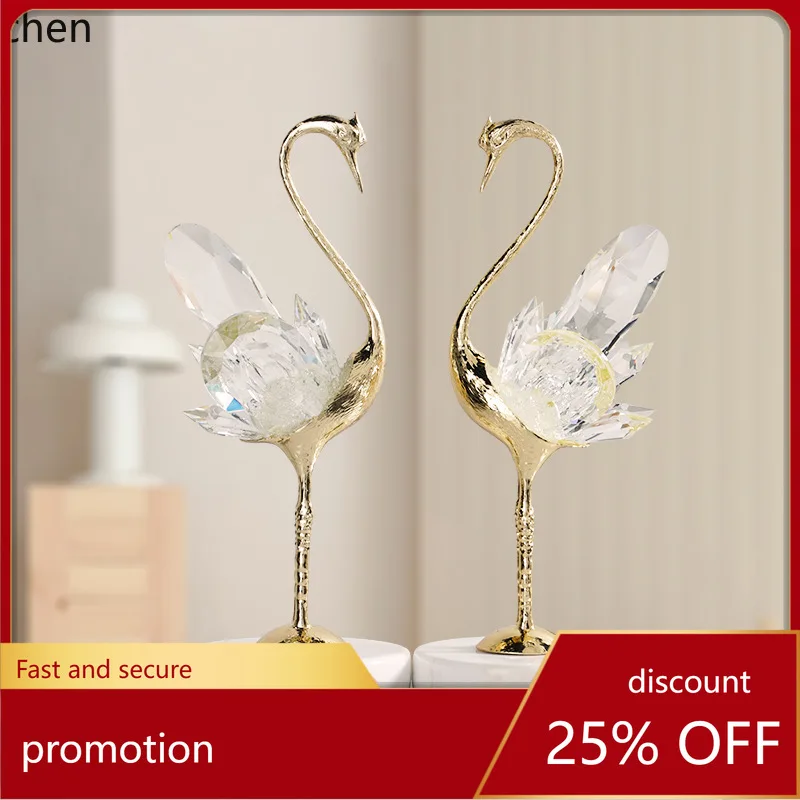 

HT Crystal Crane Ornament Creative Home Entrance Living Room Wine Cabinet Decoration Housewarming Gift