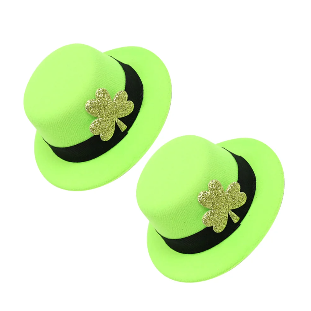 2 uds sombrero verde tarjeta para el pelo tocado del Día de San Patricio Mini Saint horquilla Festival diademas tela Tops tocado