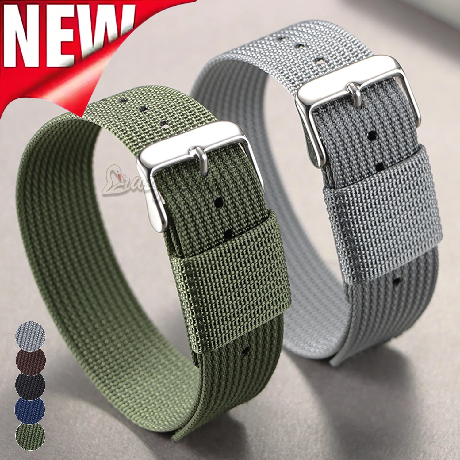 18mm 20mm 22mm Herren Armeesport Atmungsaktives Segeltuch-Uhrenarmband Geflochtenes Nylon-Armband für Seiko Stoff-Armband für Omega