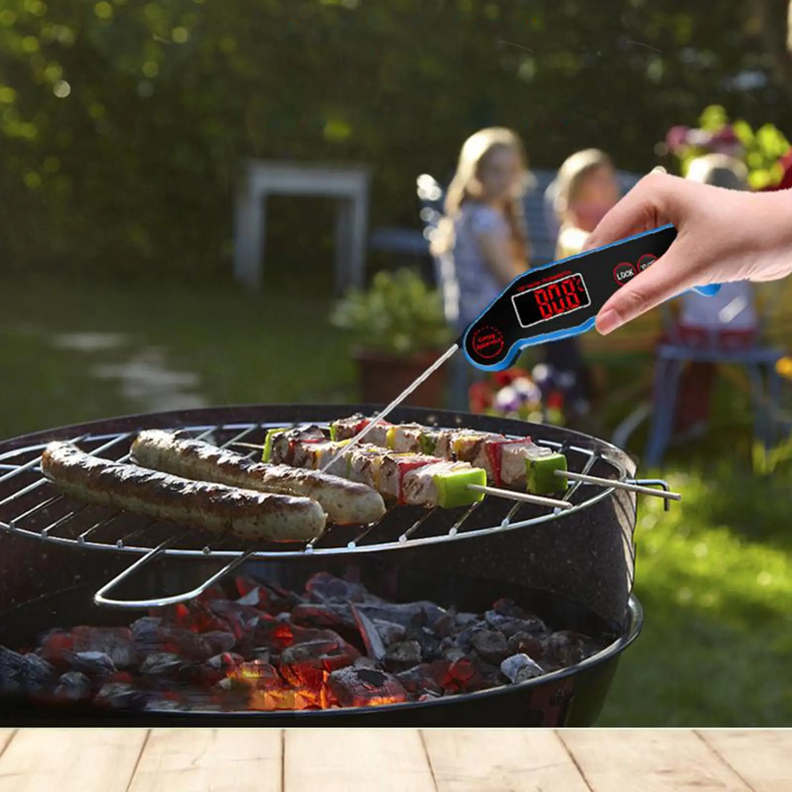 Instant Read Meat for Cooking, Digital Food with Backlight, and Foldable Probe for Deep Fry, BBQ, Grill