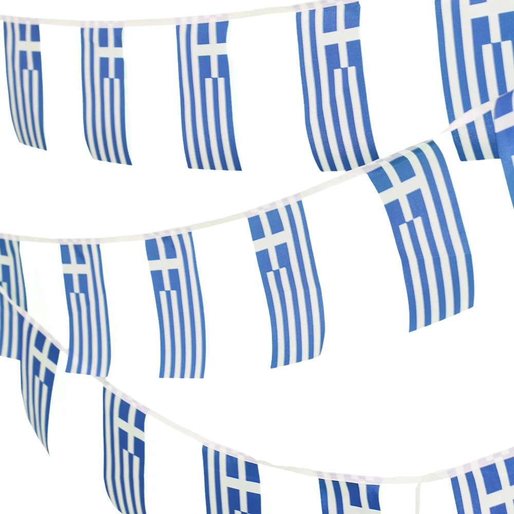20pcs/set Greece Bunting Flags 20x30cm 14x21cm Polyester Flying Pennant Greece String Banner Buntings Festival Party Holiday