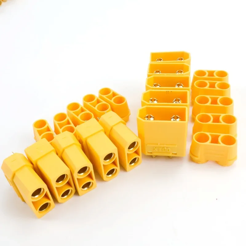 อะแดปเตอร์ตัวผู้และตัวเมียแบบกล้วยสำหรับโดรน RC, รถยนต์, แบตเตอรี่ลิโพ, มอเตอร์พร้อมปลอกป้องกัน, หัวเสียบ XT90 XT90H, 4.5 มม., 30 คู่
