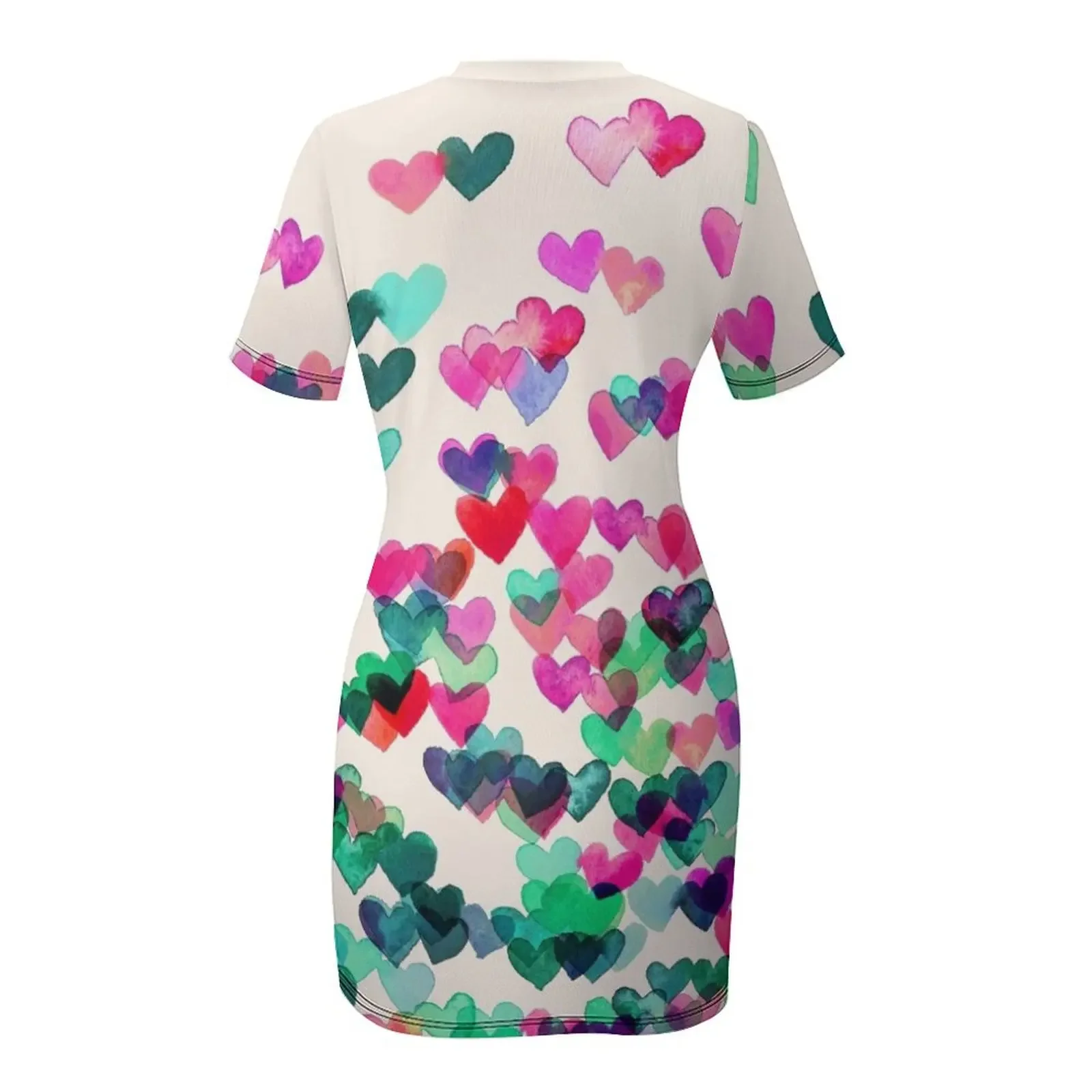 ภาพวาดสีน้ำ (รุ่นสีต่างๆ) ชุดเดรสแขนสั้นสำหรับงานพรอม รุ่น Heart Connections II