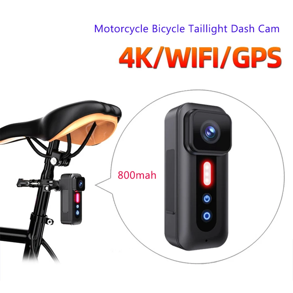 Portable Body Camera Cycling Video Recording Dash Camera 4K Waterproof Bicycles Motorcycles Competition Dash Cam with Tail Light