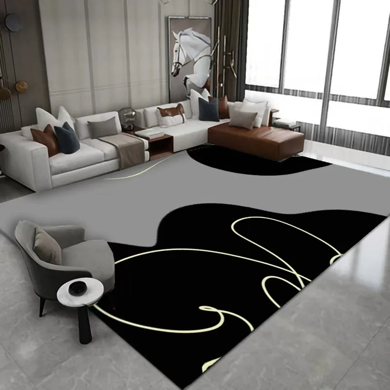 Black Grey Abstract Carpets for Living Room Decoration Dirty-resistant Floor Mat Rugs Bedroom Sofa Coffee Table Area Decor Rug