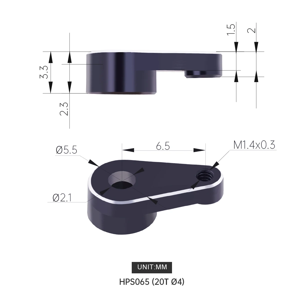 AGFRC HPS065 0.38g Light Weight Aluminum Alloy Metal Steering Horn for A06CLS 20T Spline Version Servo Horn Parts