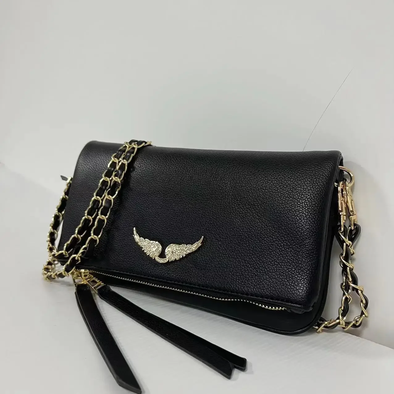 ZADIG & VOLTAIRE Bag Brand Women Wings Classic Bag Vintage Black Rocky Studded Shoulder Crossbody Party luxury Bag Black