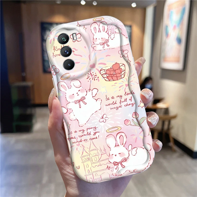 Butterfly Pink Rabbit Cute For Xiaomi Mi 14 12 12T 11 Lite Poco M6 X6 X5 X4 X3 M3 F4 Pro GT NFC 5G Wave Oil Soft Phone Case