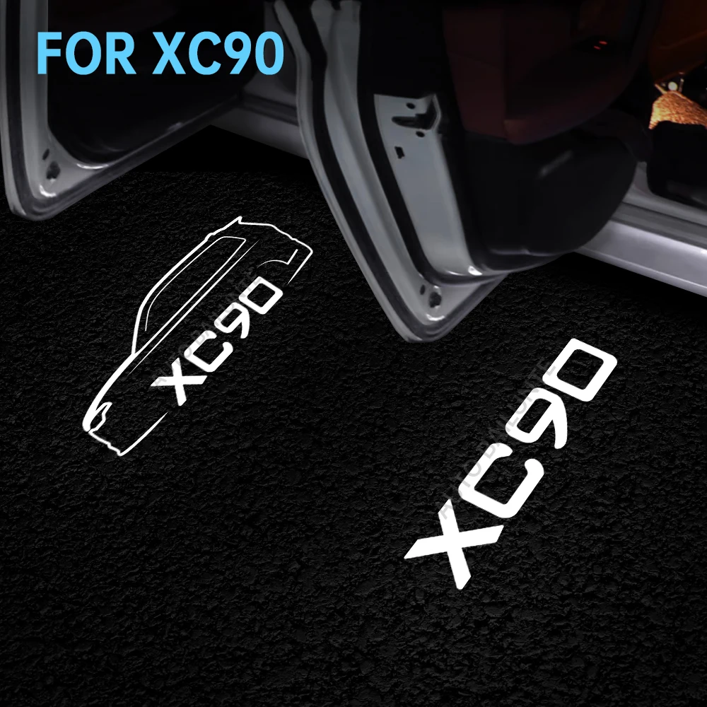 2pcs Led Laser Projector Car Door Light Sticker For VOLVO XC90 2015 2016 2017 2018 2019 Tuning Accessories