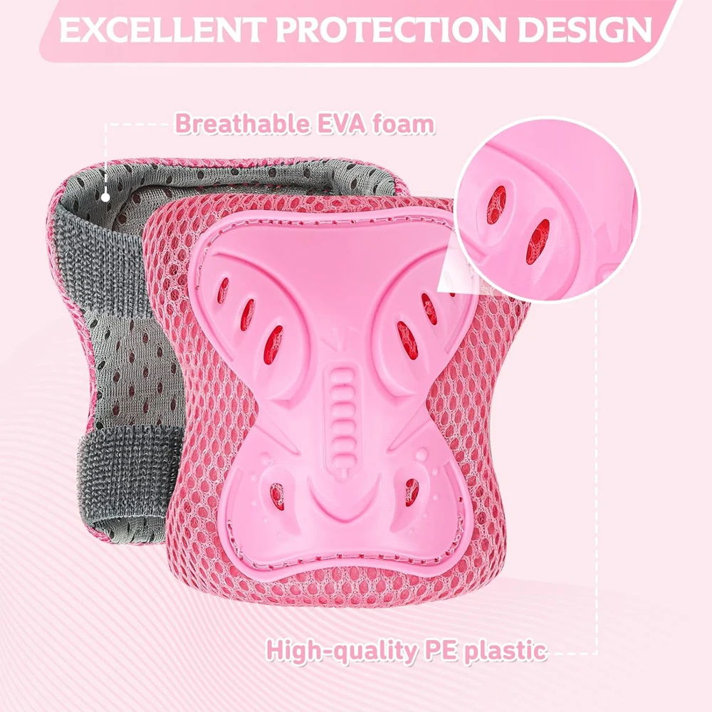 6PCS Kids 3-10 Years Knee Elbow Pads Guards Protective Gear Set for Roller Skates Cycling Bike Skateboard Scooter Riding Sports