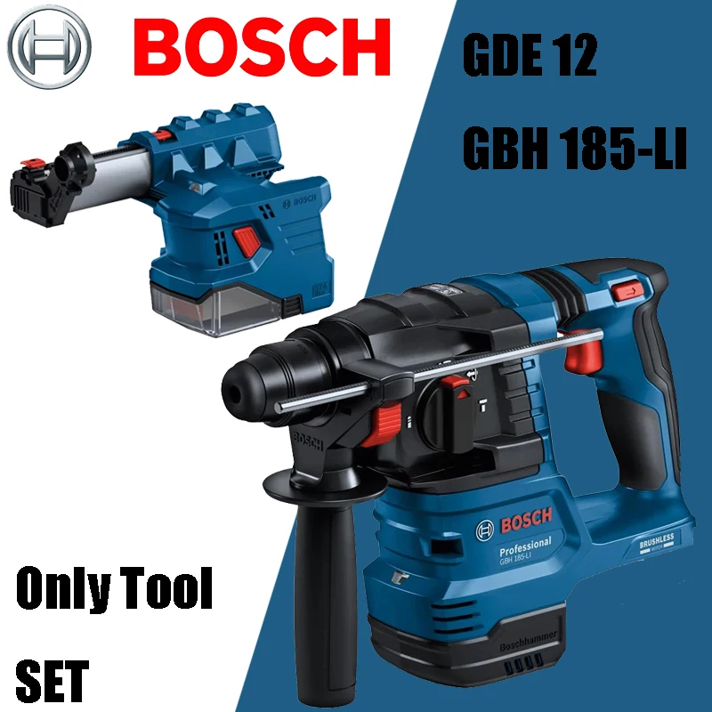 BOSCH GBH 185-LI Major Brushless Cordless Rotating Hammer Impact Drill With GDE 12 Vacuum Cleaner Accessories Series