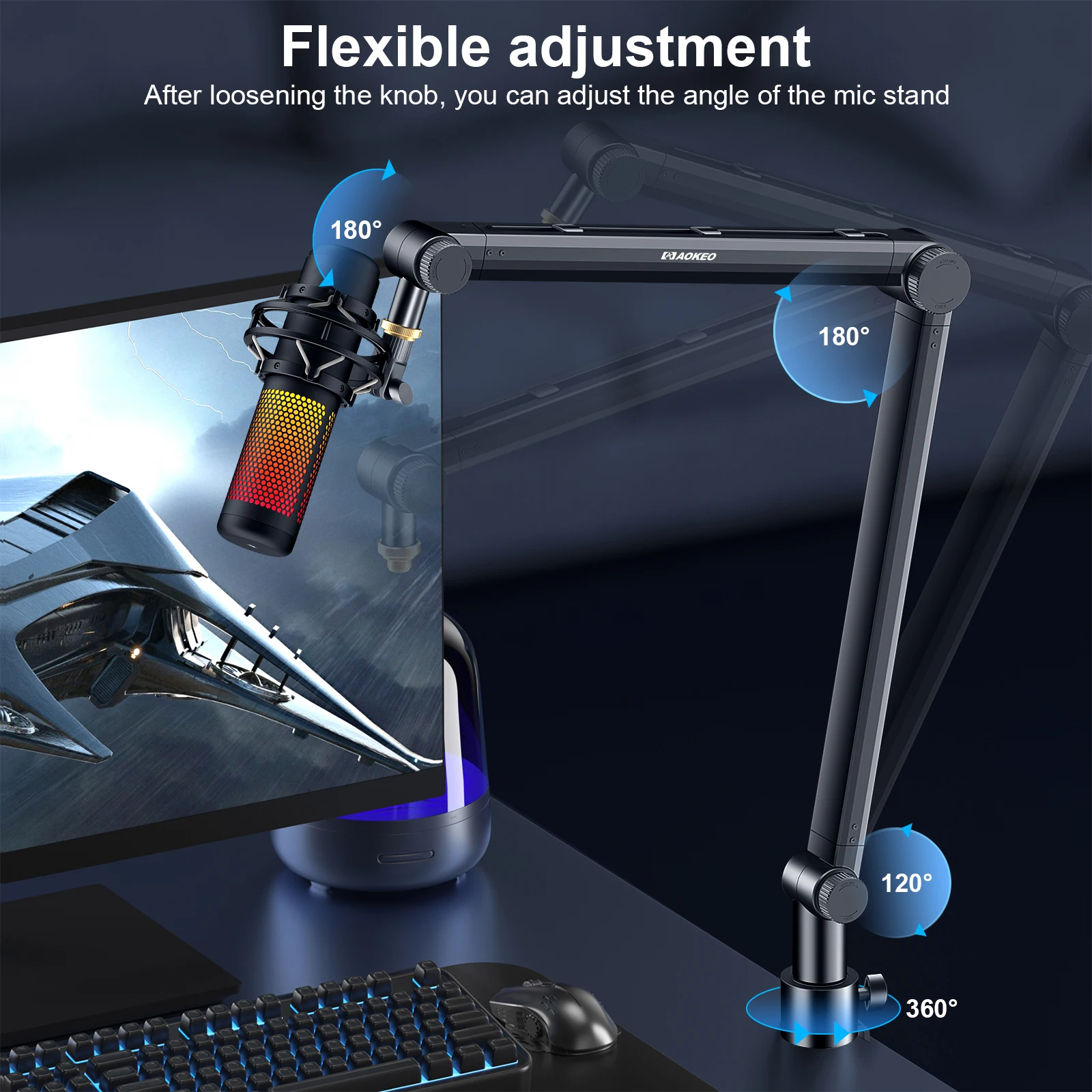 

High-end condenser microphone stand Levitt Rod U87 live microphone stand mobile phone clip desktop cantilever shockproof