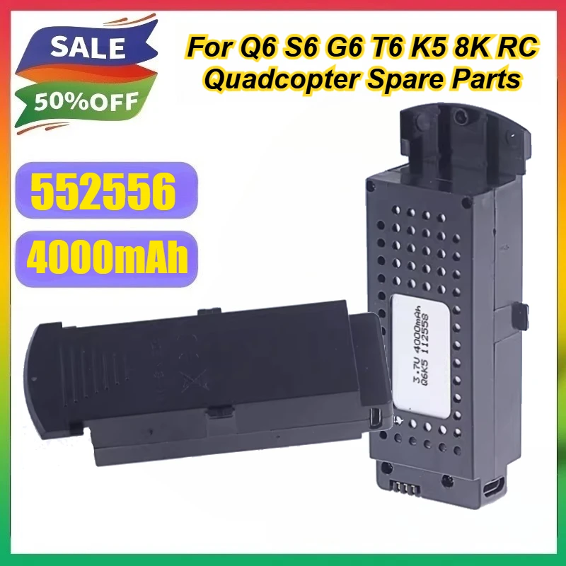 

4000mAh 552556 Camera Drones Battery for Q6 S6 G6 T6 K5 8K RC Quadcopter Spare Parts for Q6 Drones Battery