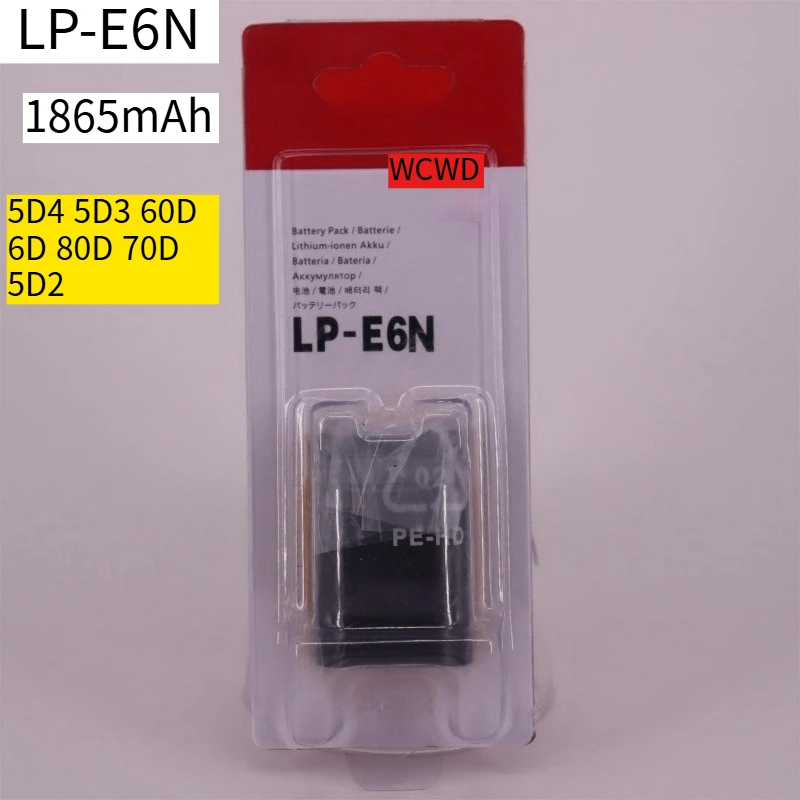 

Оригинальный аккумулятор для камеры WCWD, 2 шт., 1865 мАч, LP-E6N, подходит для аккумулятора камеры 5D4 5D3 60D 6D 80D 70D 5D2, 2 шт.