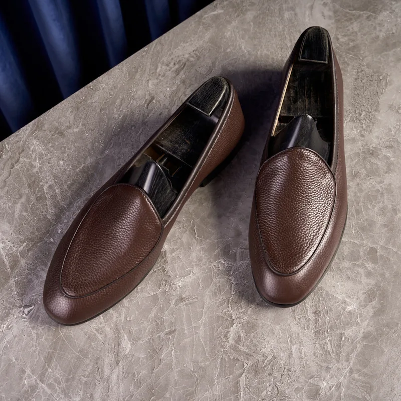 British Style Mens Genuine Leather Business Loafers Luxury Handmade 2026 Summer New Fashion Classic Slip on Casual Social Shoes