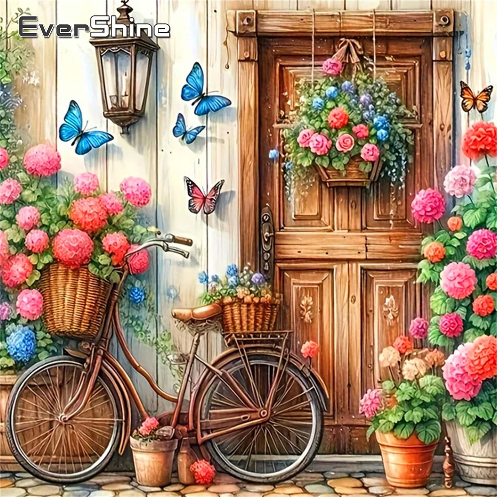 Evershine Diamant Mosaik Blume voller Bohrer Kunst Set Malerei Schmetterling Bild von Strass Stickerei Fahrrad Home Decor