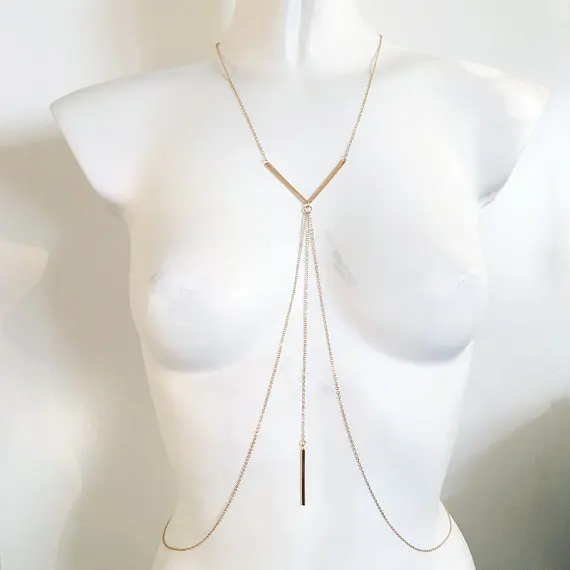 

Women New Body Chains Bikini Chest Chain Harness Jewelry Charm Necklaces Chain For Women Fashion Body Jewelry