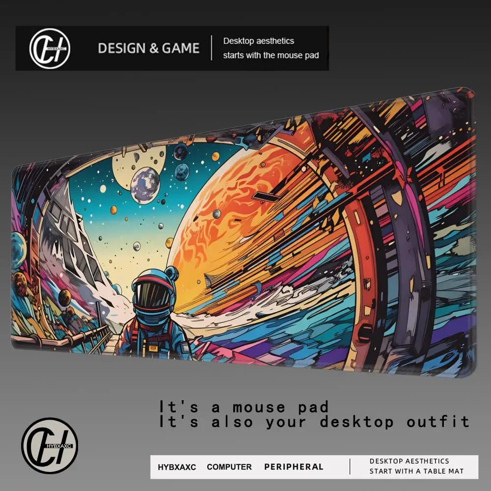 

HYBXAXC Astronaut Space Desk Mat, Large Gaming Mouse Pad, Colorful Galaxy Waterproof Desk Blotter
